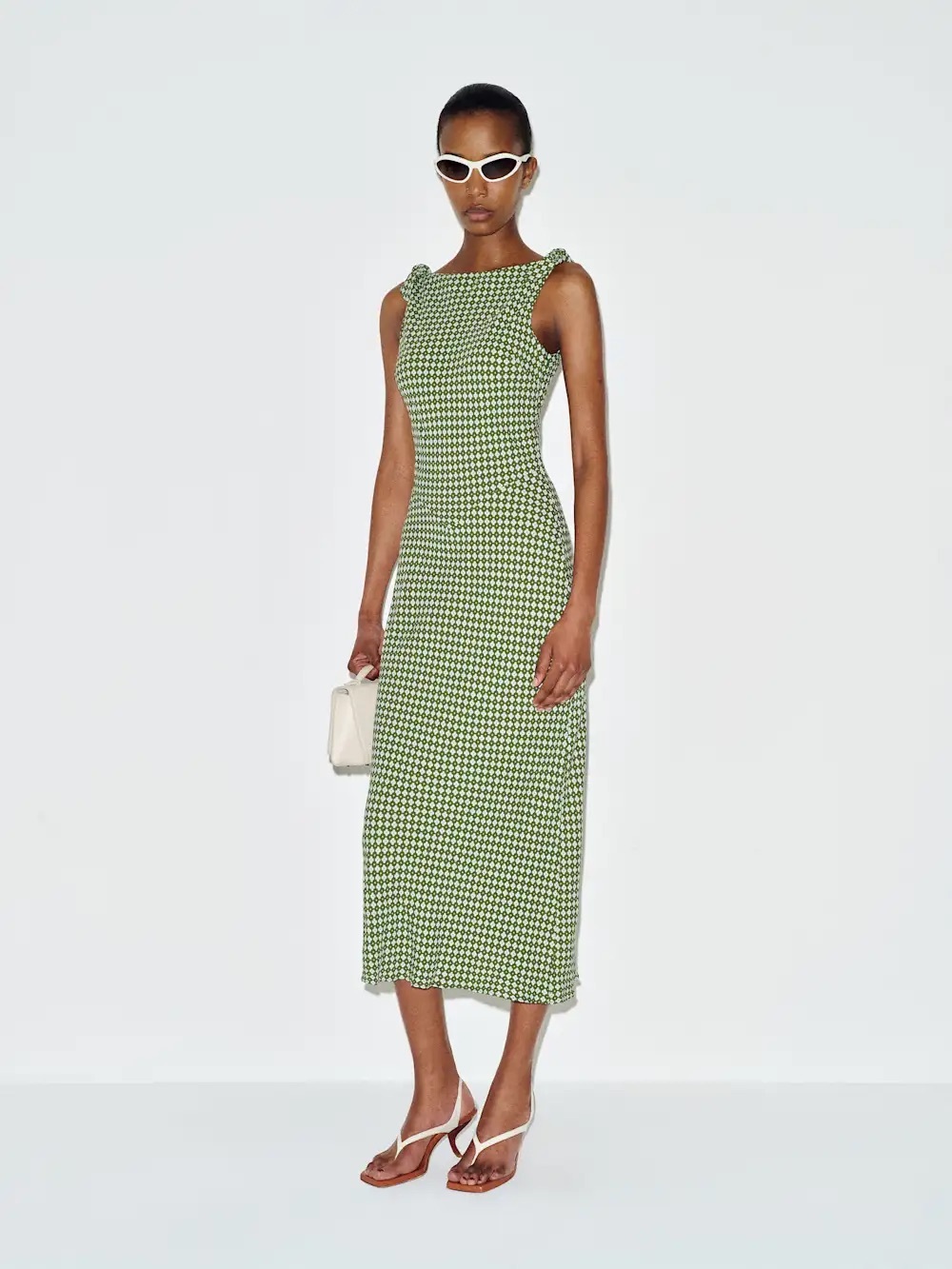 Reformation Green Houndstooth Midi Dress - Picture 4 of 5